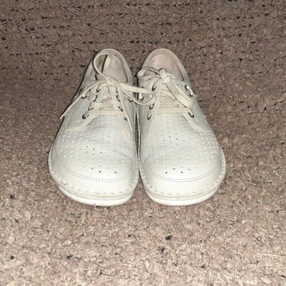 FINN COMFORT-Baden-Grey/Beige Pebbled Perforated Leather-Sz 37 D-Excellent - Picture 3 of 7
